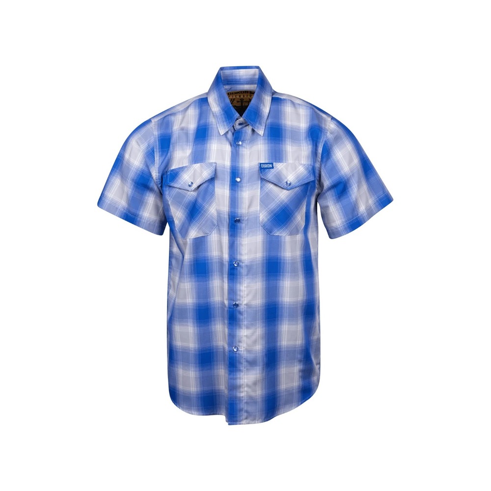 Dixxon Flannel Pierside Sz S Bamboo Lightweight Snap Up Blue Gray SS Shirt New